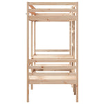 ZNTS Loft Bed Frame with Desk and Chairs 80x200cm Solid Wood Pine 3308556