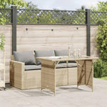 ZNTS 2 Piece Garden Dining Set with Cushions Beige Poly Rattan 366333