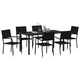 Garden Dining Set with Cushion 7 pcs Black Poly Rattan 3380040