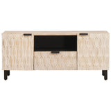 TV Cabinet White Wash Finish 105 x 33 x 46 cm Solid Mango Wood 4017878