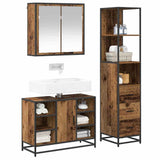 Bathroom Furniture Set with Door 3 pcs Old Wood Engineered Wood 3402420