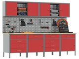 Work Cabinet with Drawer 10 pcs Red Engineered Wood and Steel 3321491