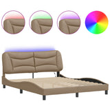 Bed Frame with LED without Mattress "Hvar" Cappuccino 160x200 cm 3213945