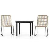 Dining Set Oak and Black PE Rattan and Powder-Coated Steel Standard 3099161