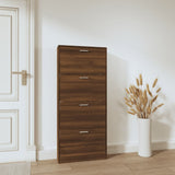Shoe Cabinet Brown Oak 59x17x150 cm Engineered Wood 342525