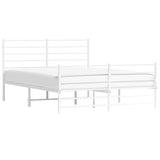 Metal Bed Frame without Mattress with Footboard White 135x190cm 352385