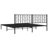 Metal Bed Frame without Mattress with Headboard Black 193x203cm 374443