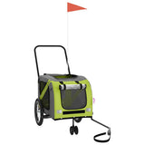 Pet Bike Trailer Green and Grey Oxford Fabric and Iron 93899