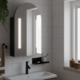 Bathroom Mirror Cabinet with LED Light Arched Black 42x13x70 cm 357975