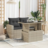 Garden Table with Glass Top Light Grey 100x55x73 cm Poly Rattan 366183