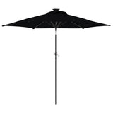 Garden Parasol with LEDs and Steel Pole Black 225x225x212cm 4005072