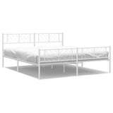 Metal Bed Frame without Mattress with Footboard White 183x213cm 372251