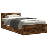 Bed Frame with Headboard without Mattress Smoked Oak 90x200 cm 3295587