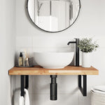 Basin Shelf Wall Mounted Steel and Solid Wood Acacia 3302849
