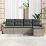 Outdoor Sofa with Cushion 5 pcs Light Grey Poly Rattan 3345322