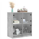 Side Cabinet with Glass Doors Concrete Grey 68x37x75.5 cm 836381