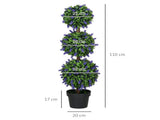 Set of 2 Artificial Plants, Lavender Flowers Ball Trees with Pot, for Home Indoor Outdoor Decor, T3398P328331