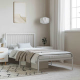 Metal Bed Frame without Mattress with Headboard White 100x190cm 350925
