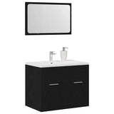 2 Piece Bathroom Furniture Set Black Oak Engineered Wood 862041