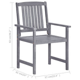 Garden Chair Set of 4 Grey Solid Acacia wood Standard Durable 311875