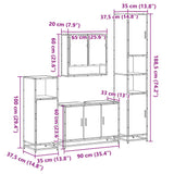 ZNTS 4 Piece Bathroom Furniture Set Black Engineered Wood 3301220