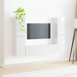 TV Cabinet Set 6 pcs High Gloss White Engineered Wood 3409109