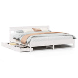 Bed Frame without Mattress White 200x200 cm Solid Wood Pine 3301855