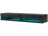 Floating TV Unit, Wall Mounted TV Cabinet for TVs up to 65", High Gloss Media Wall Unit with LED T3398P328293