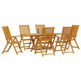 Garden Dining Set Folding 7 pcs Brown Solid Acacia Wood 3375727