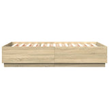 Bed Frame with LED without Mattress Sonoma Oak 140x200 cm 3209613