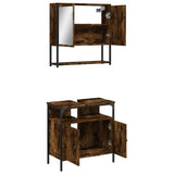 ZNTS 2 Piece Bathroom Furniture Set Smoked Oak Engineered Wood 3214657