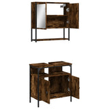 2 Piece Bathroom Furniture Set Smoked Oak Engineered Wood 3214657