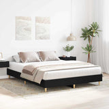 Bed Frame Black Oak 203 x 153 x 25 cm Engineered Wood 3329281