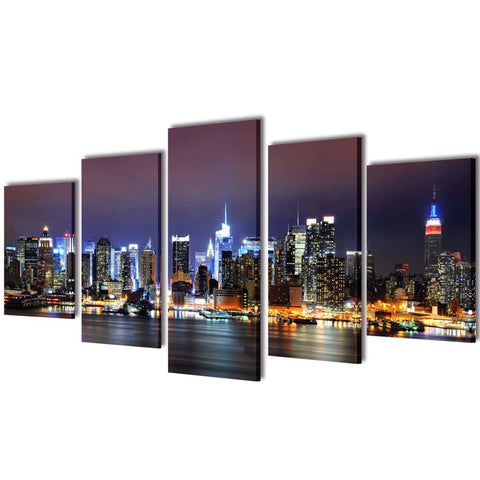Canvas Wall Print Set Colourful New York Skyline 200 x 100 cm 241551
