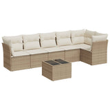 7 Piece Garden Sofa Set with Cushions Beige Poly Rattan 3217668