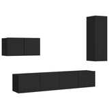 4 Piece TV Cabinet Set Black Engineered Wood 3078783