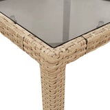 Garden Table with Glass Top Beige 190x90x75 cm Poly Rattan 365539