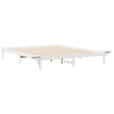 Bed Frame with Side Tables White 200 x 210 cm Solid Pine Wood 873236