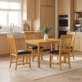 Dining Set 5 pcs Black Solid Oak Wood 3430246