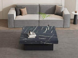 Modern square coffee table with marble look, Centre Tea Table with 4 Sliding Drawers, Coffee End N605P375112B