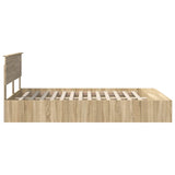 Bed Frame with Shelf Sonoma Oak 150 x 200 cm Engineered Wood 3408356