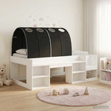 Kids'High Bed Frame with Storage White and Black 3423598