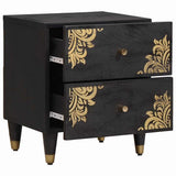 Bedside Cabinet 2 pcs Black 40 x 33 x 46 cm Solid Mango Wood 4018807