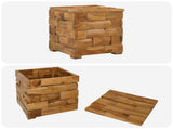 Storage Stool Brown 40 x 40 x 45 cm Solid Teak Wood 42015923