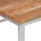 Coffee Table Silver Stainless Steel and Solid Acacia Wood 349951