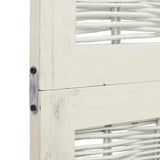Room Divider 4 Panels White Solid Wood Paulownia 358674