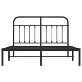 Metal Bed Frame without Mattress with Headboard Black 140x200cm 352579