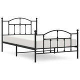 Metal Bed Frame without Mattress with Footboard Black 100x200cm 353452