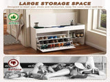 Entryway Bench with Storage,Adjustable 3-Tier Flip-Up Drawers & Hidden Cabinet,Space-Saving W1196P519994