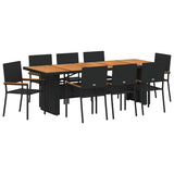 Garden Dining Set 9 pcs Black Poly Rattan 3365420